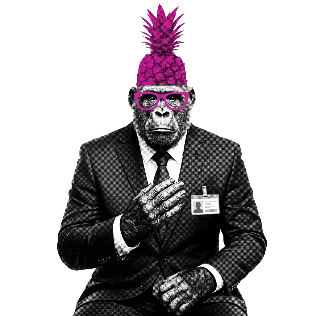Mono funcionario de Pineapple aplaudiendo lentamente