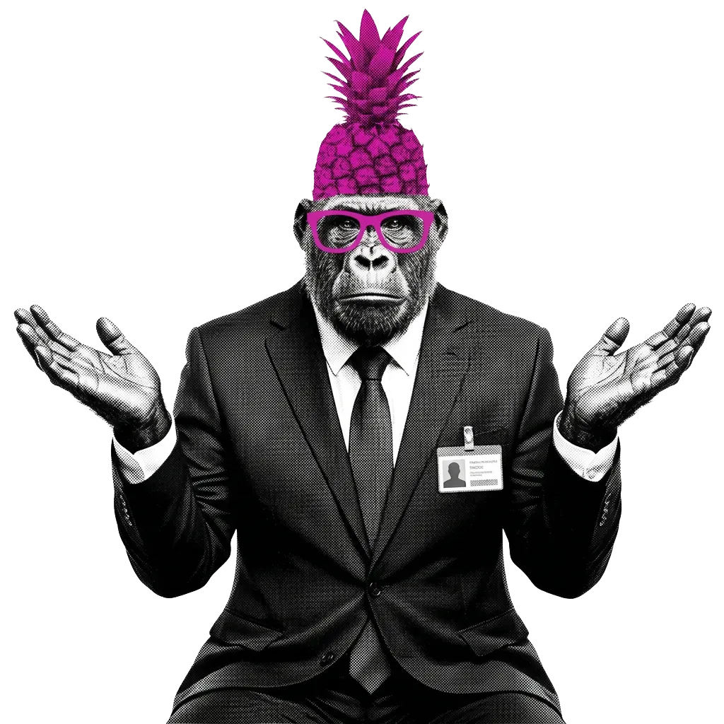 Mono funcionario de Pineapple encogiéndose de hombros