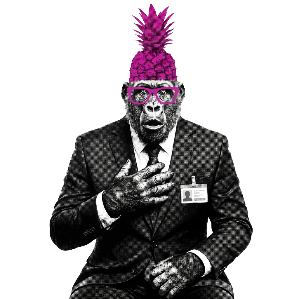 Mono funcionario de Pineapple visiblemente sorprendido